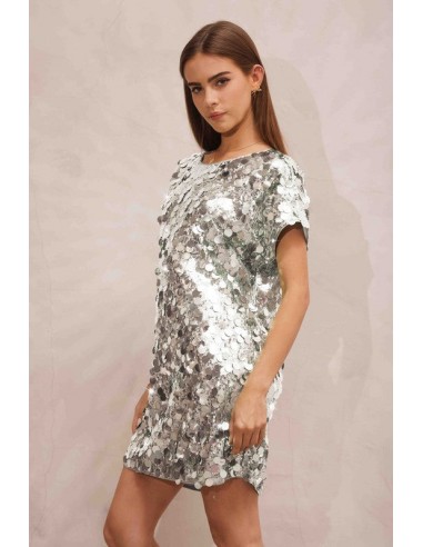 Sequin Mini Dress (Silver) rembourrage situé sous