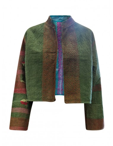 kantha vintage crop jacket sushi brillant des détails fins