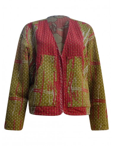 kantha vintage vest with sleeves meena Pour