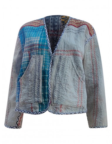 kantha vintage vest with sleeves shreyi le concept de la Pate a emporter 