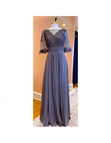 Mocha chiffon dress with beading, size L paiement sécurisé