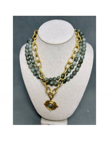 Susan Shaw labradorite cab multi-strand necklace Fin de série