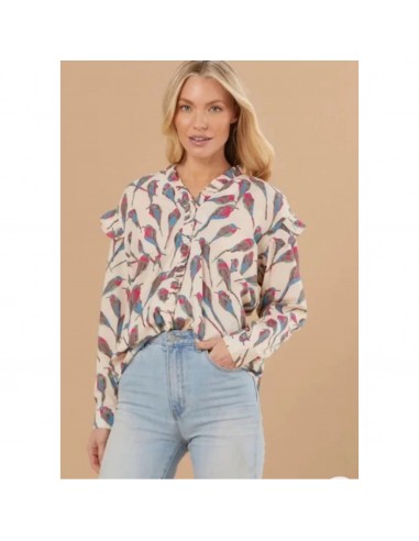 Sheridan French cream bird print blouse, size S à prix réduit toute l'année