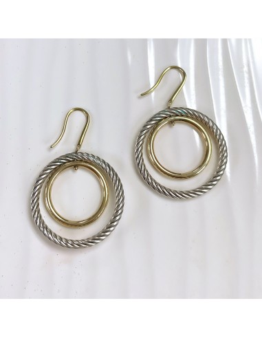 David Yurman sterling silver cable/18K gold hoop earrings du meilleur 