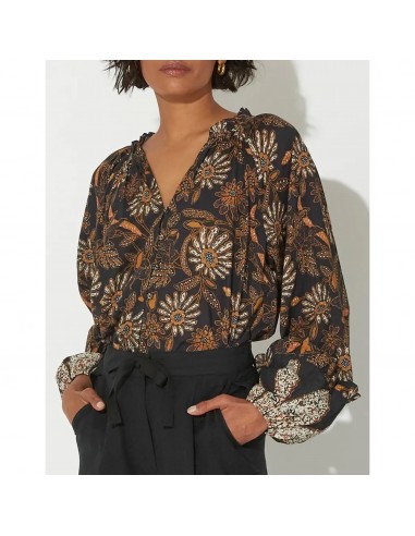 Cleobella black and brown Alicia Magnolia blouse, size M paiement sécurisé