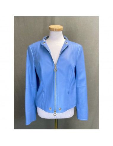 Worth light blue leather jacket, size 12 Véritable concentré