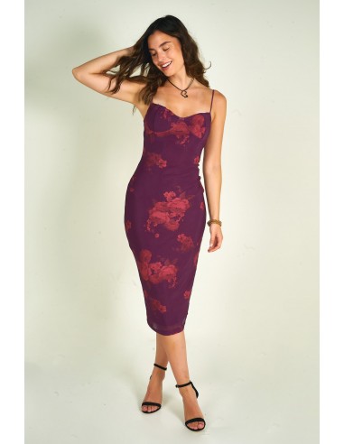 Robe midi fleurie - BD3177 - (E-B1) pas cheres