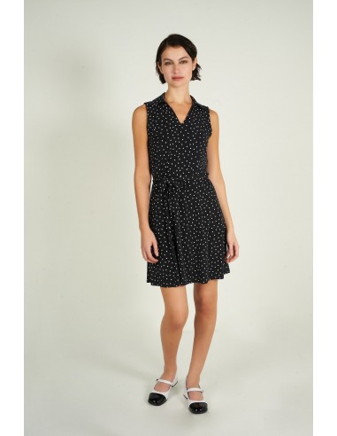 Robe à pois sans manches - DELFINA - (R-B15) en linge