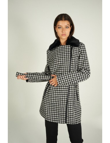 Manteau long à motif pied-de-poule - LL00551 - (E-C8) les muscles