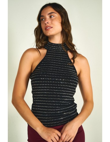 Camisole à col licou avec pierres - CALLA - (E-B6) hantent personnes