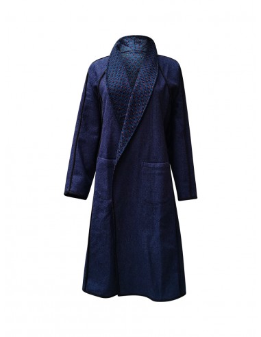 reversible recycled wool coat blue l'achat 