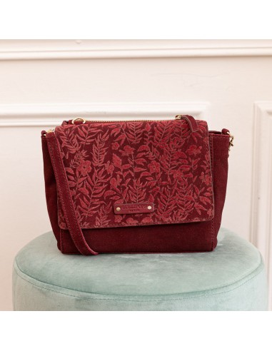 Sac  Esmeralda bandoulière en suede bordeaux livraison gratuite